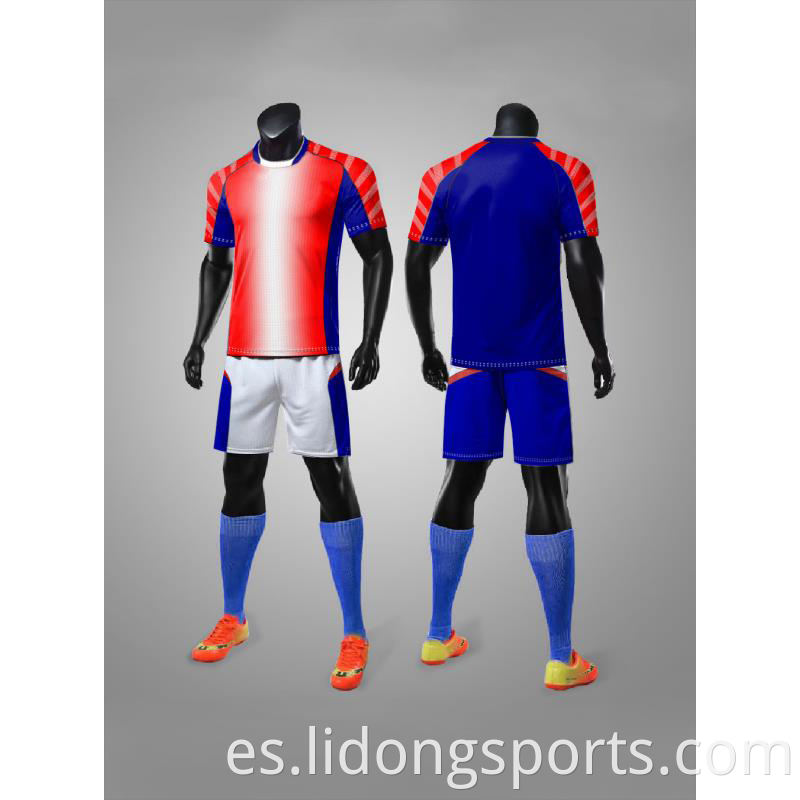 100% poliéster Impresión por sublimación digital Conjuntos de uniformes de fútbol personalizados de Jersey de fútbol barato
